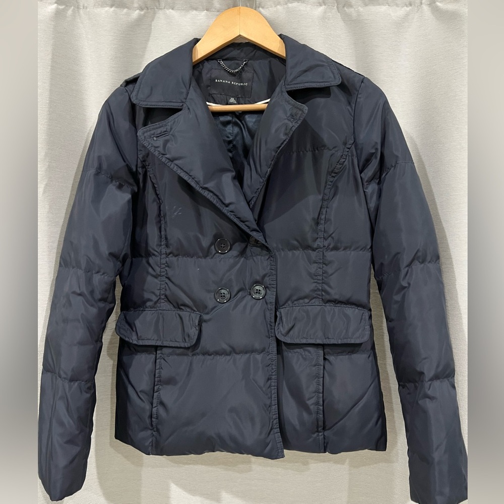 Banana Republic Navy Tailored Puffer Jacket